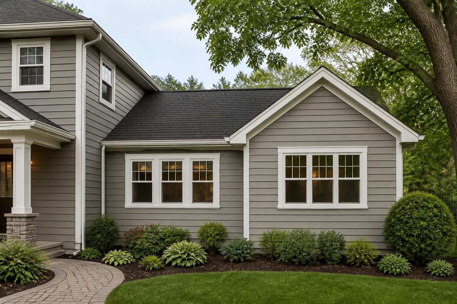 Seamless home addition exterior blending with the existing house.